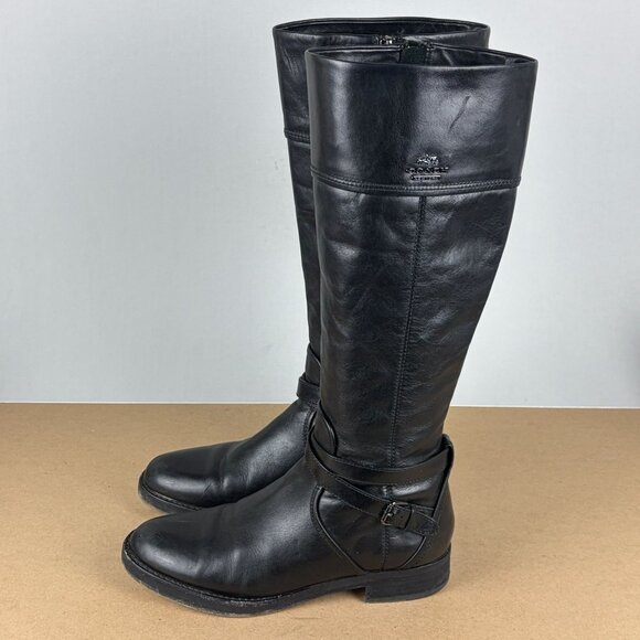 Coach Elm Leather Tall Riding Boots Womens 7.5 Black Side Zip Casual Comfort - Picture 9 of 9